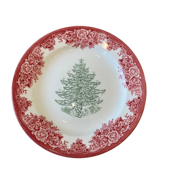 4pc Royal Stafford CHRISTMAS TREE Porcelain Salad Plates 8.5" Red Green NEW - Picture 12 of 12